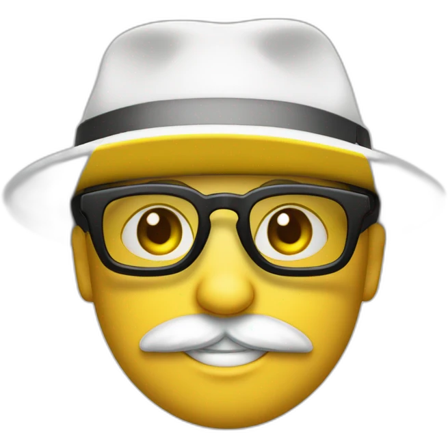 hombre piel blanca con gafas gorra con gatos negro y amarillo emoji