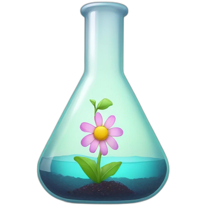 Erlenmeyer flask with flower growing out of it emoji