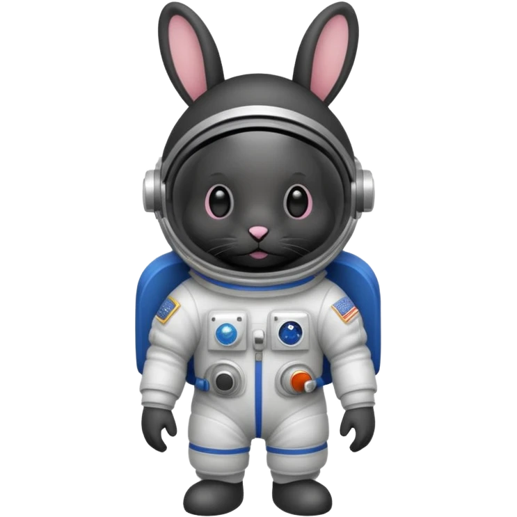 black rabbit with astronaut costume emoji