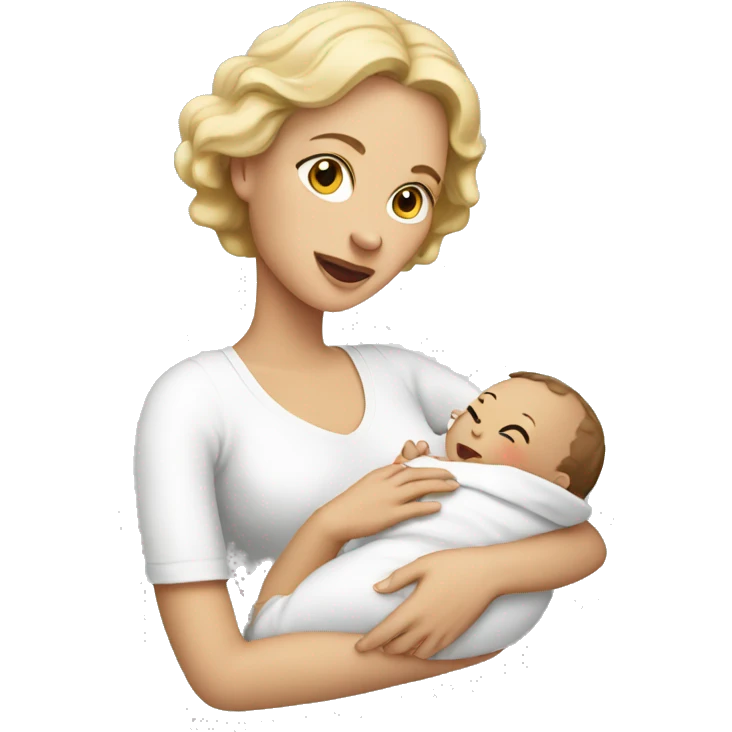 white lady holding newborn  emoji