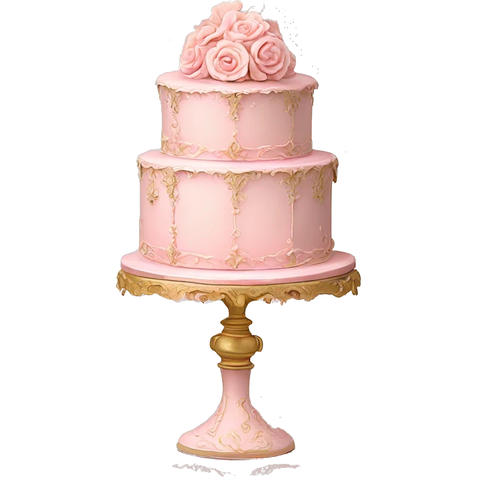 vintage highly detailed rococo pale pink birthday cake emoji
