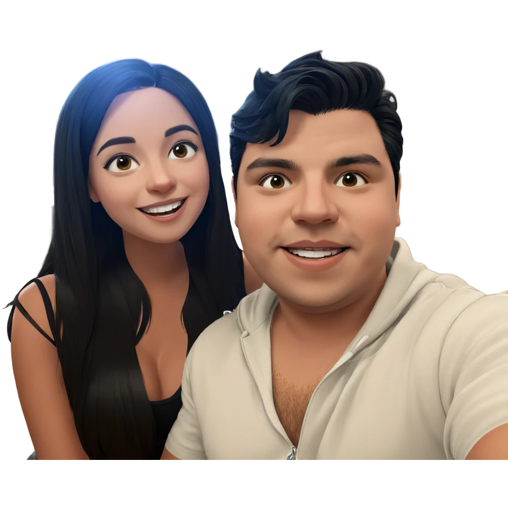 smiling girl with boy selfie emoji