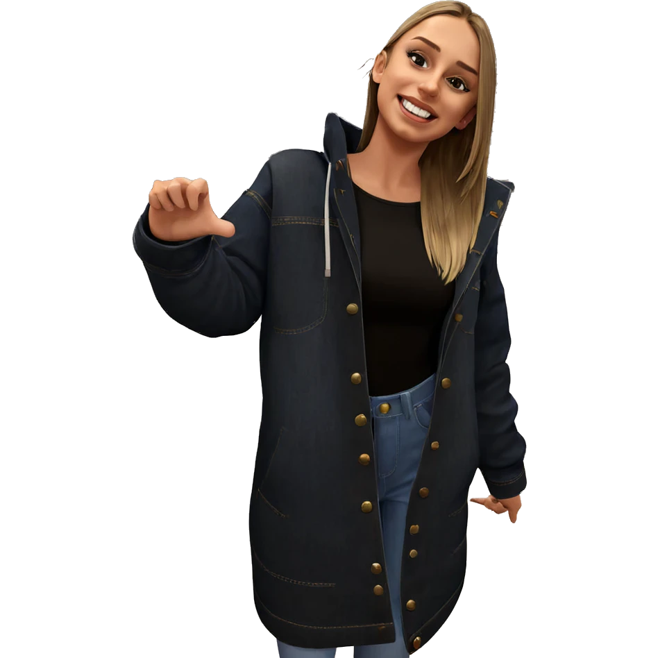 smiling girl in denim outfit emoji