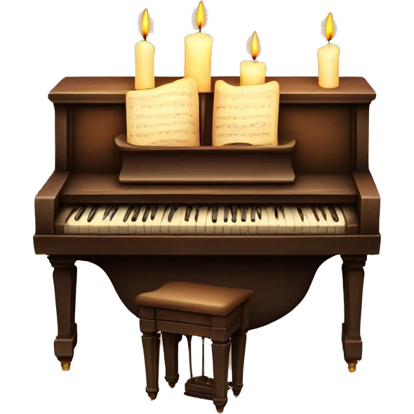 vintage piano with melted candles on top emoji