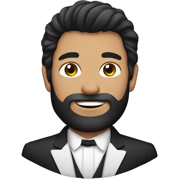 groom with Dark hair mullet and beard emoji