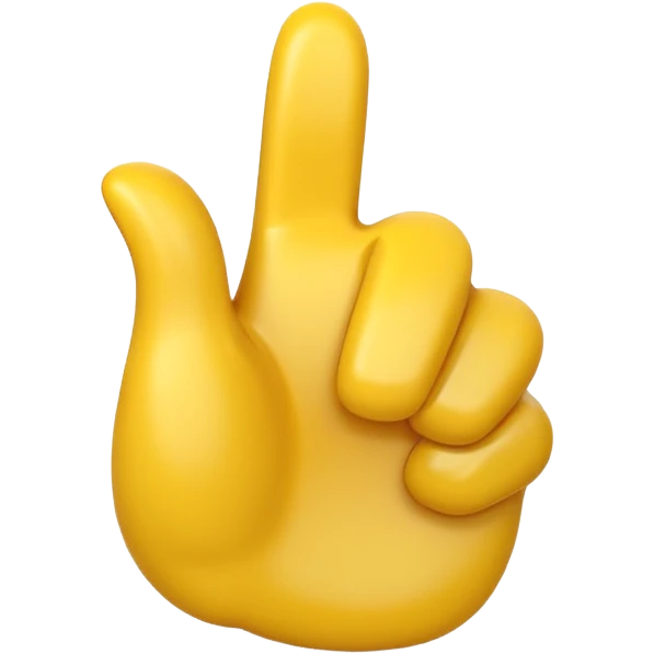 Apple-style 3D illustration of a single yellow emoji hand giving a thumbs up gesture, glossy and rounded, centered on a clean white background, soft shadow underneath, isolated and minimal design emoji