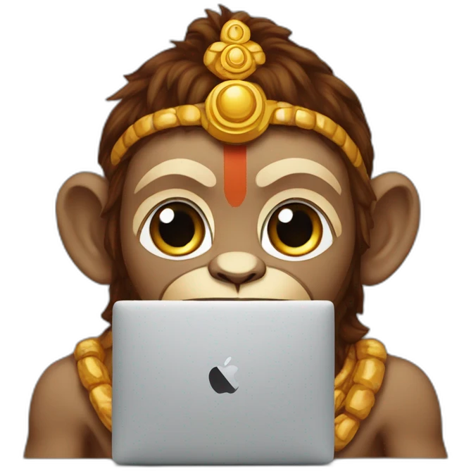 Hanuman using mac Book for learn to ai emoji