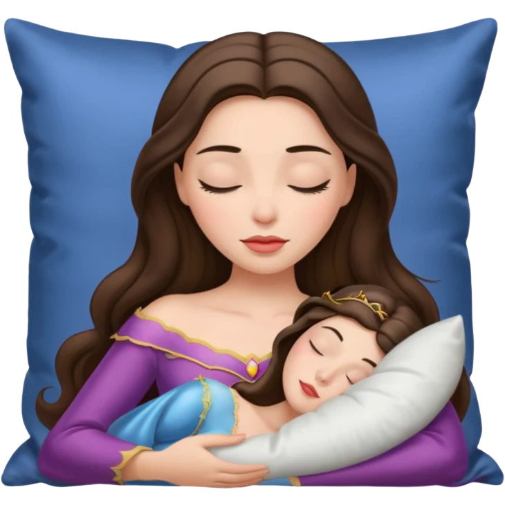 sleeping beauty brunette white girl with a silk pillow emoji