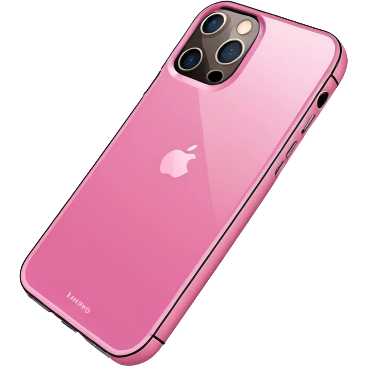 iPhone 14 pro in glossy pink case emoji