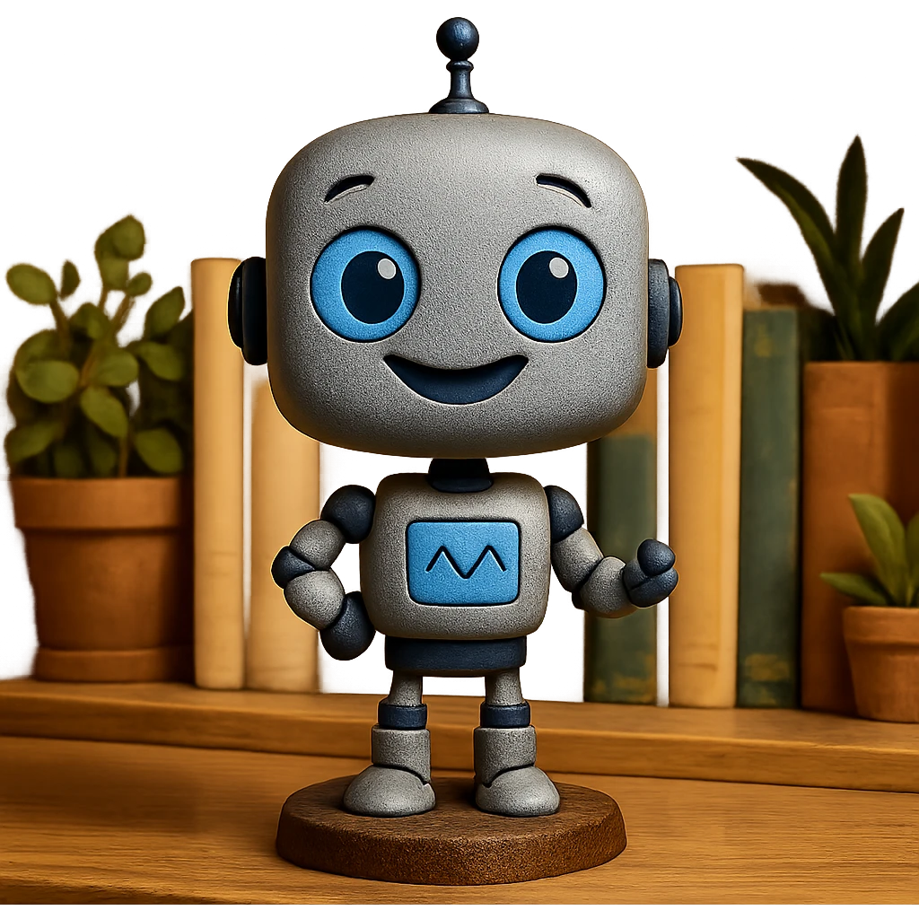 friendly bobblehead style robot emoji