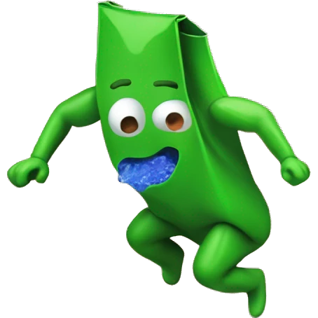 crawling through desert for green soda and blue bag with orange triangle chip logo on it emoji
