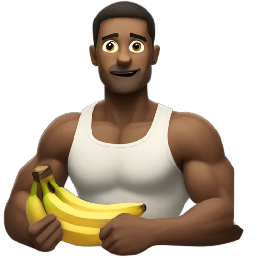 muscular man by the window eating bananas  emoji