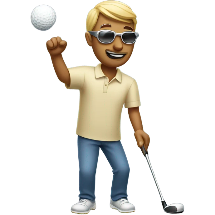Blind man swinging golf club emoji