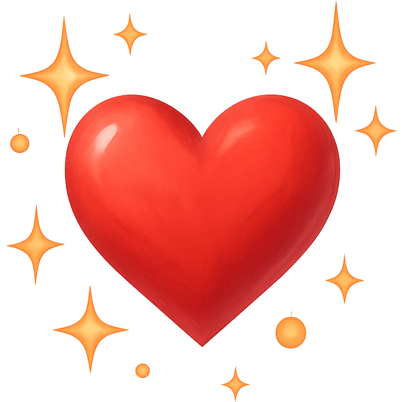 romantic heart with sparkles emoji