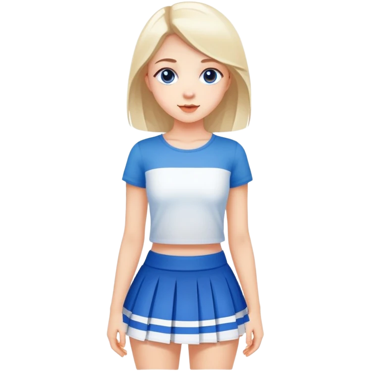 Pretty young girl in blue and white miniskirt emoji