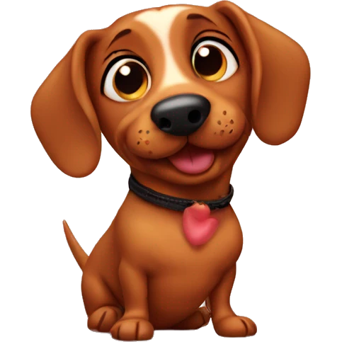 Wiener dog blowing kisses emoji