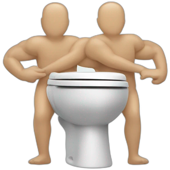 toilet with two human arms emoji