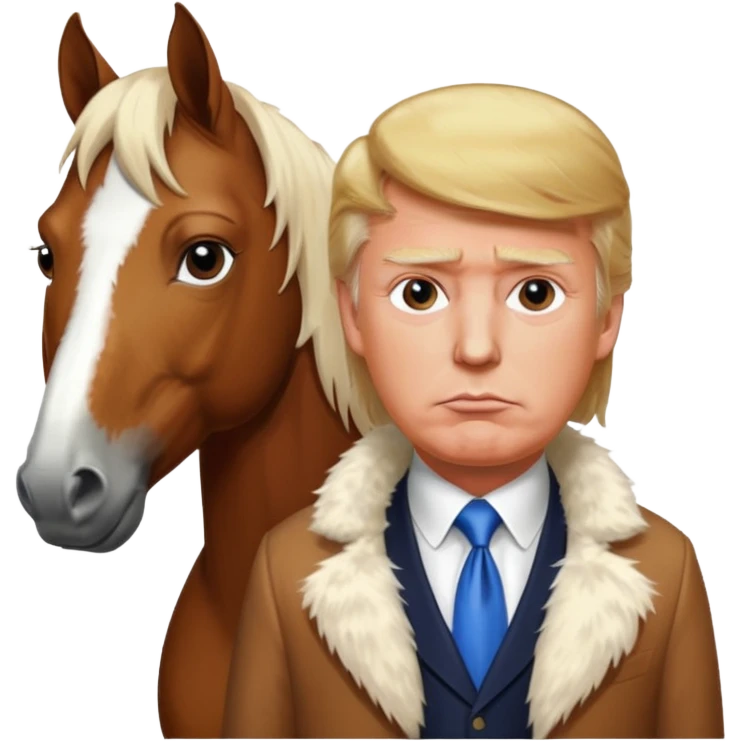 Donald trump with white liquid around trumps lips with a horse emoji