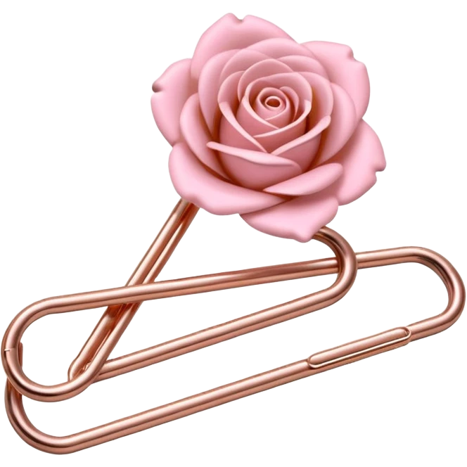 Pastel pink paper clip made of polished rose gold metal emoji