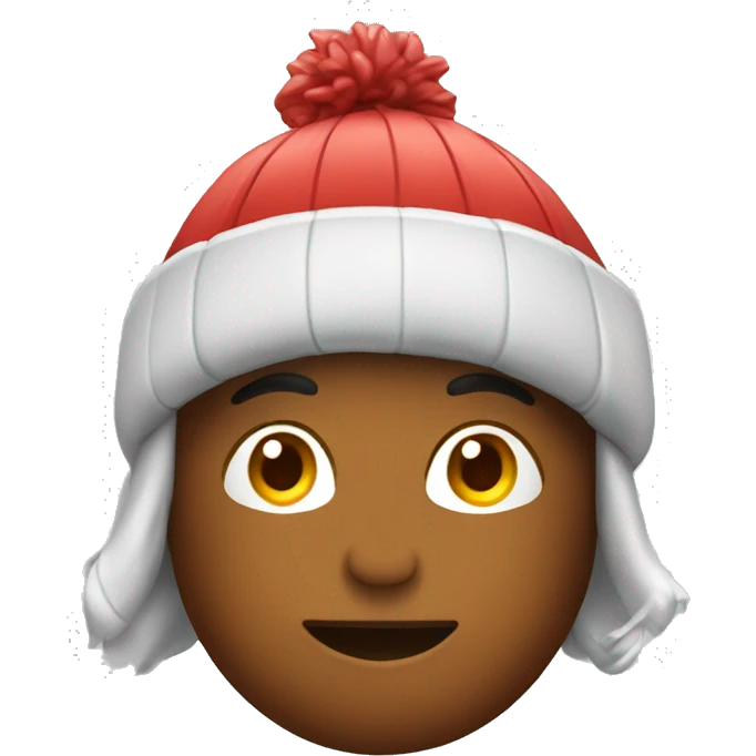 An emoji with a toboggan on its head.  emoji
