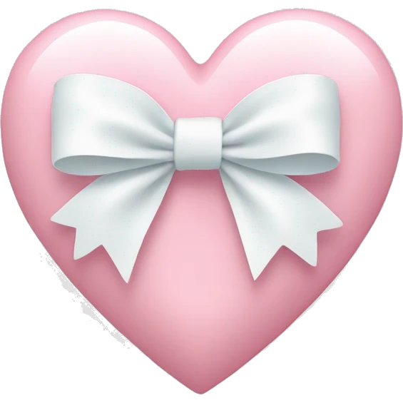 Pastel pink heart with white bow emoji