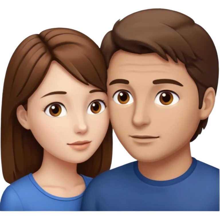 
Man head against woman head looking in their eyes, they both have brown hair emoji