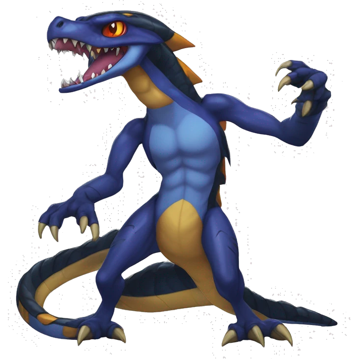 Cool Edgy Seviper-Garchomp Fakémon Digimon with Edgy markings, full body, outlined emoji