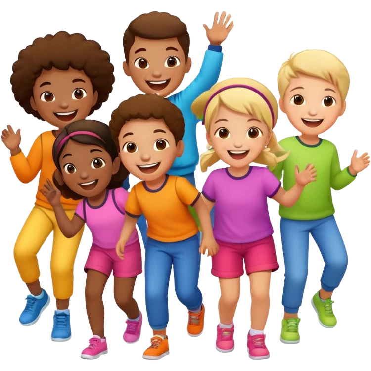 group of children laughing, fun and energetic emoji