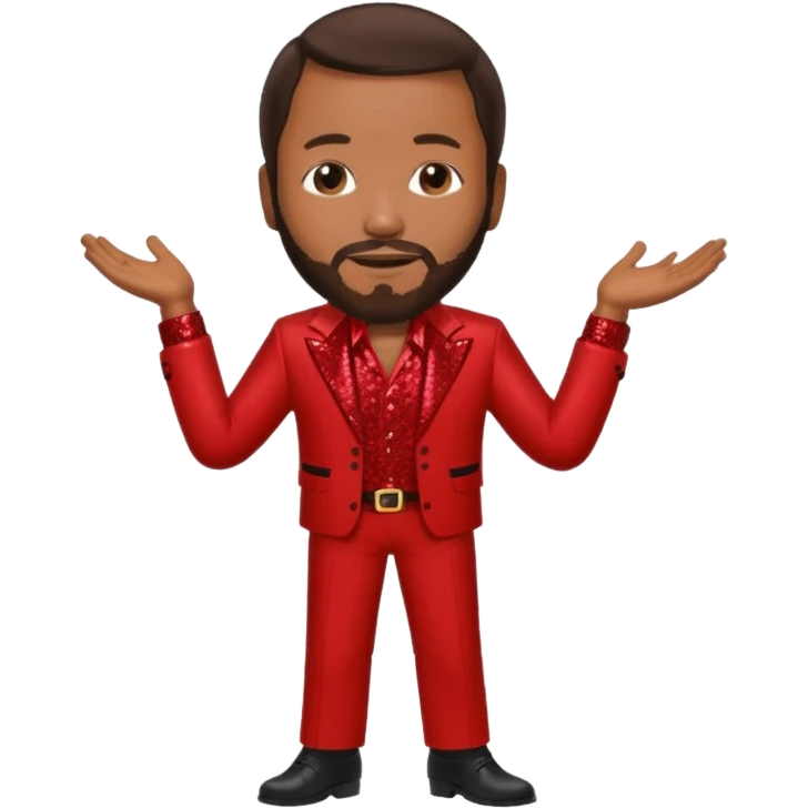 Marvin Gaye with dark brown hair, red sequin outfit emoji