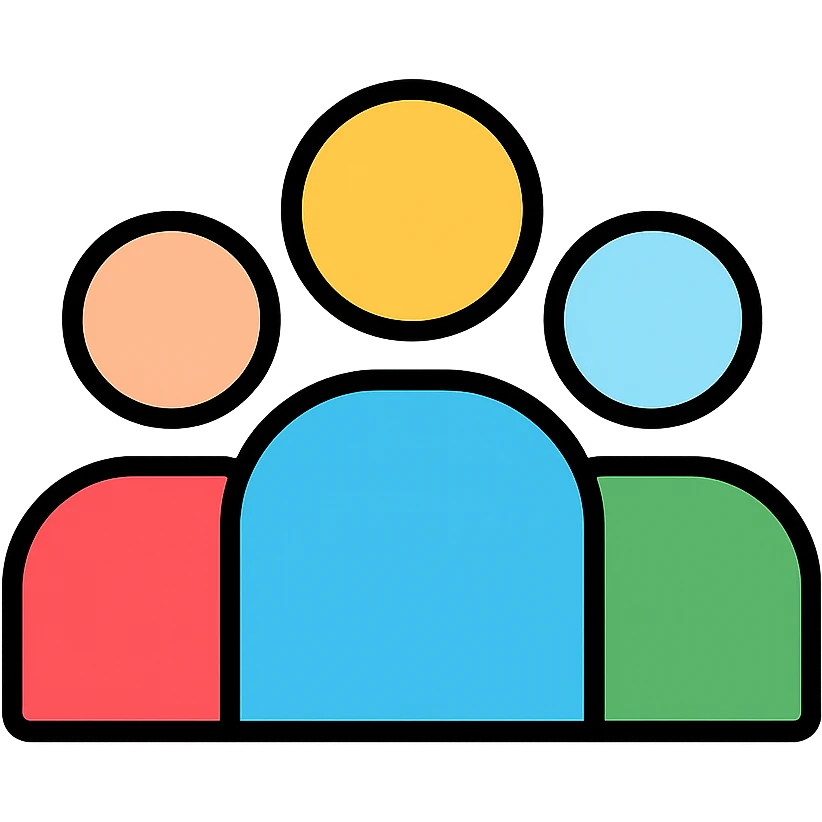 group of people, minimal friendly color outline icon style, suitable for app interface emoji