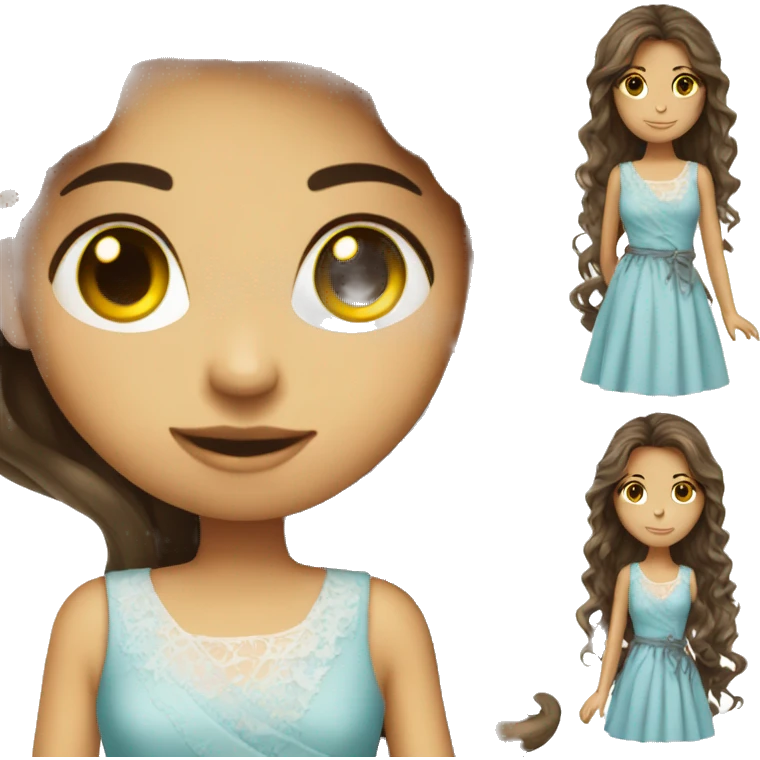 Brunette  girl long hair fashion designer sewing a dress emoji