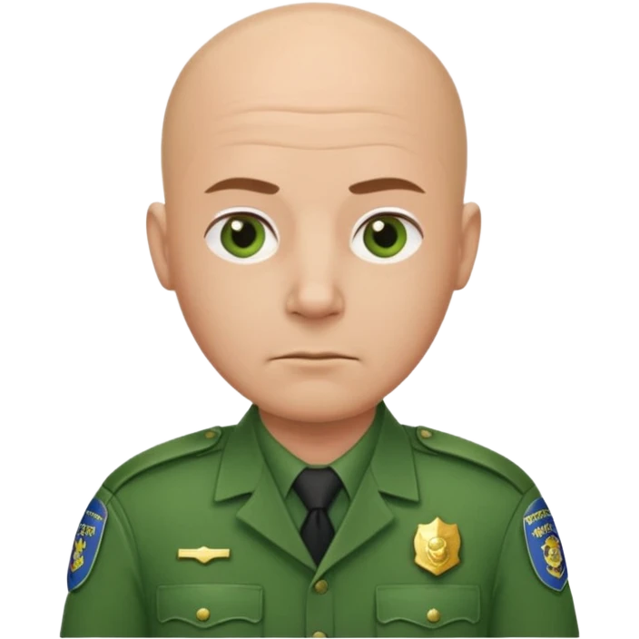 green uniform police bald no cap  emoji
