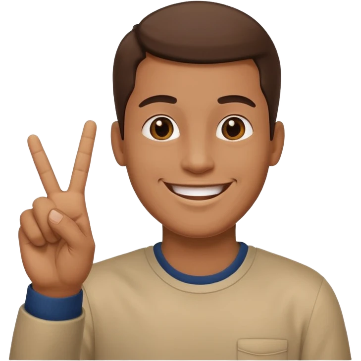 memoji face iphone: men, a solo hiker with happy face and a piece handsign emoji