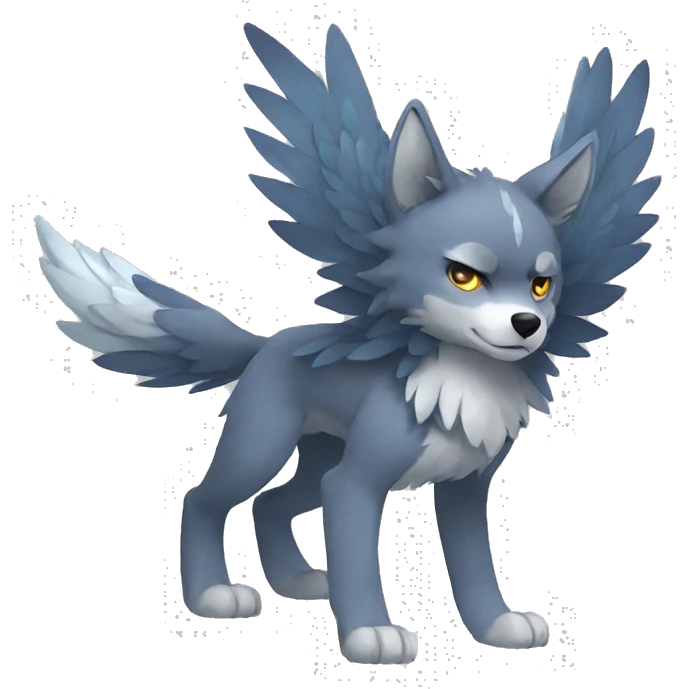 Winged Wolf-Pokémon full body emoji