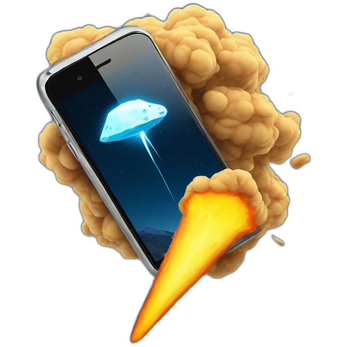 a meteor hitting a cell phone emoji