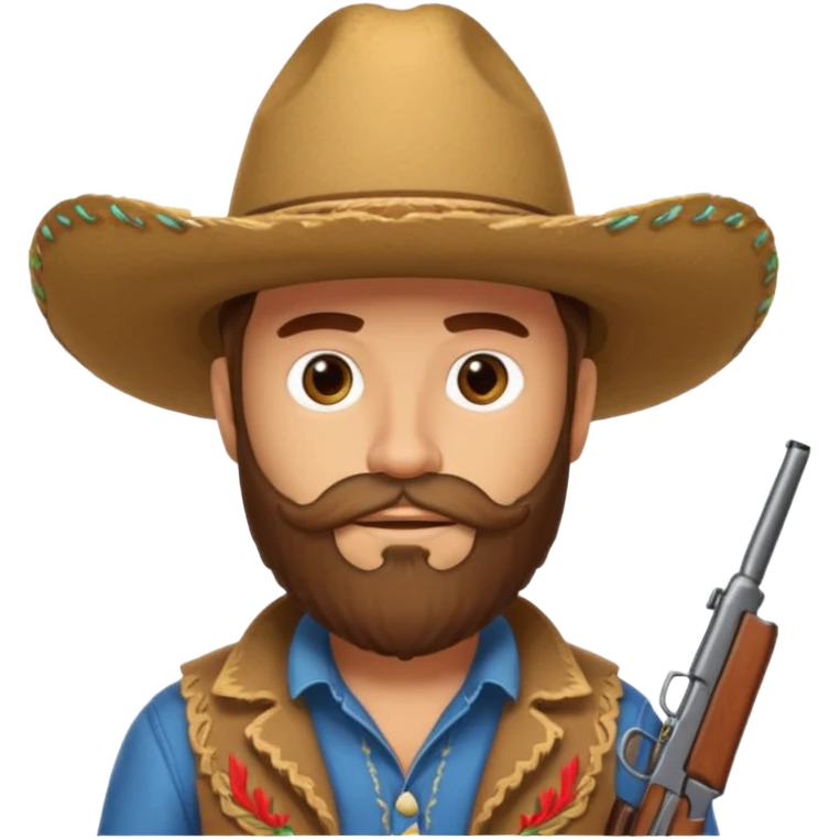 Light brown cowboy with full beard, sombrero and a ak47 up emoji