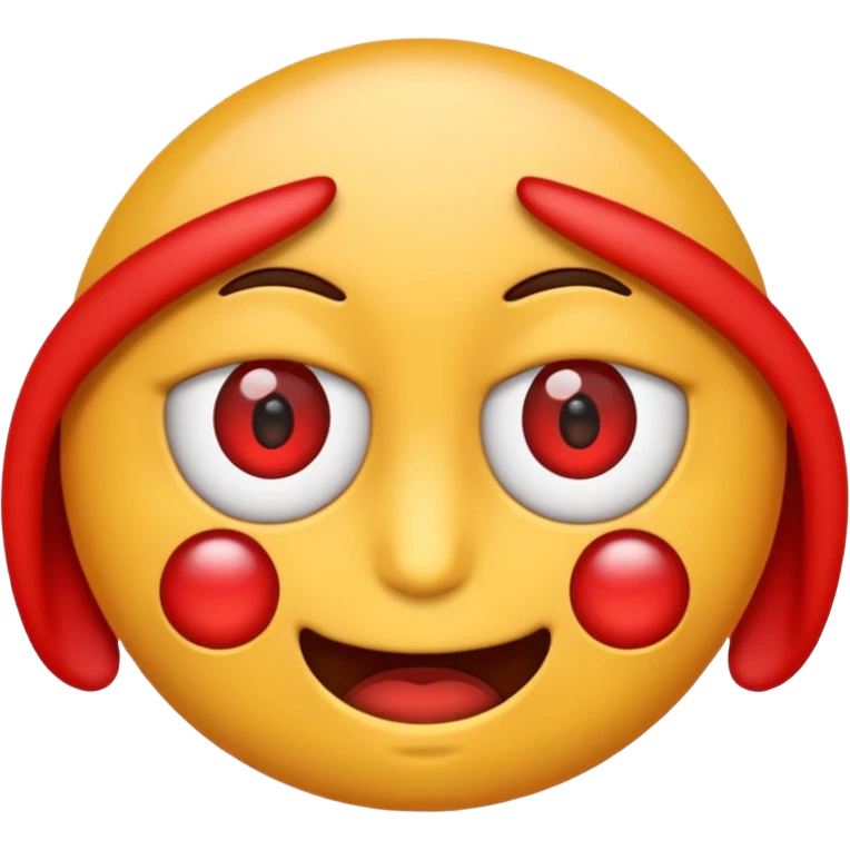 Crea un emoji kn los ojos rojos, k estén entre abiertos, emoji