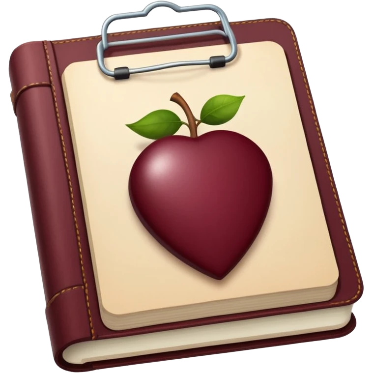 HAZ UN planificador de lista de objetivos en color vinotinto/rojo carmesí brillante, con hojas blancas emoji