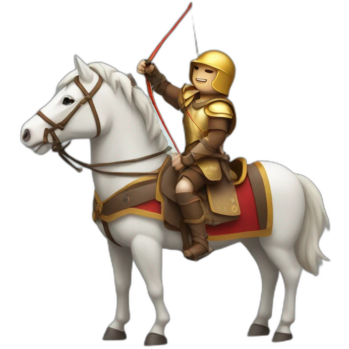a hero in a helmet on a horse with a mace, a bow and arrows emoji
