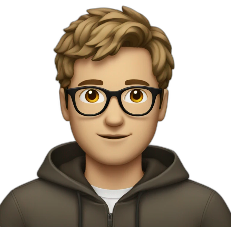 Young white men brown hair with circle glasses emoji
