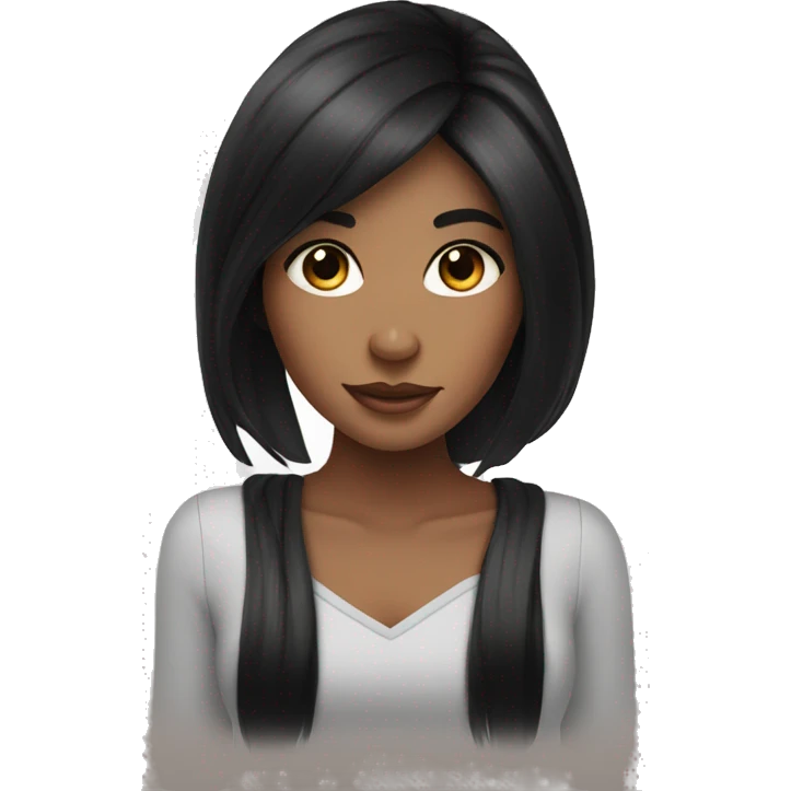 beauty girl with long black hair in instagram  emoji