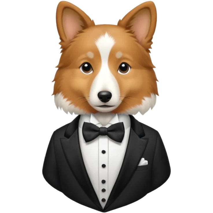 shetland sheepdog tricolor in a tuxedo emoji