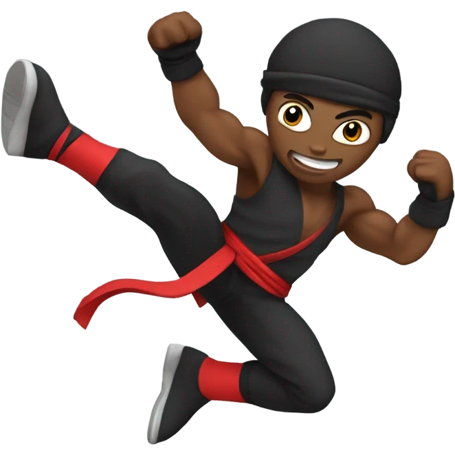 male Ninja Warrior athlete punching, captured mid-air emoji