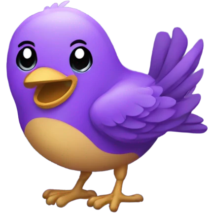 Purple bird with big smile emoji