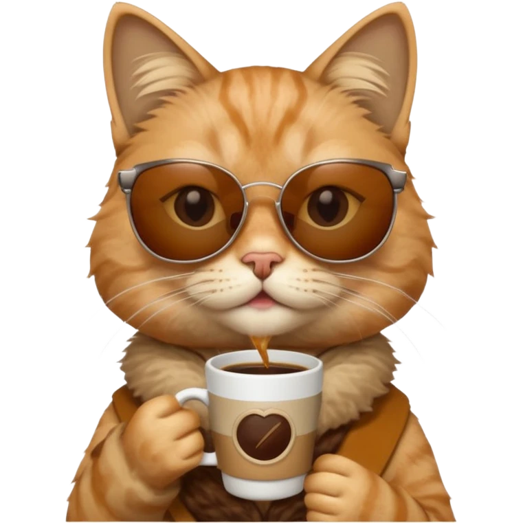 sunglasses cat drink coffee emoji