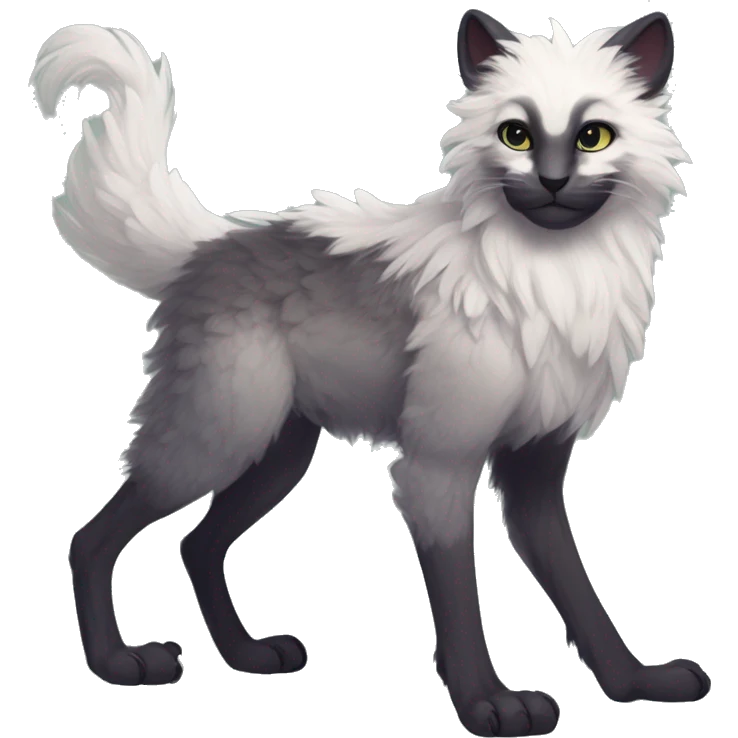  Cute Edgy Realistic Rare Fantasy Fluffy Slim Vernid-Trico-Melprin-species by LiLaiRa, by Falvie, full body emoji