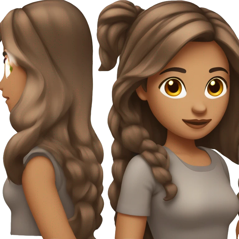 girl with tan/brown skin and medium straight brown hair emoji