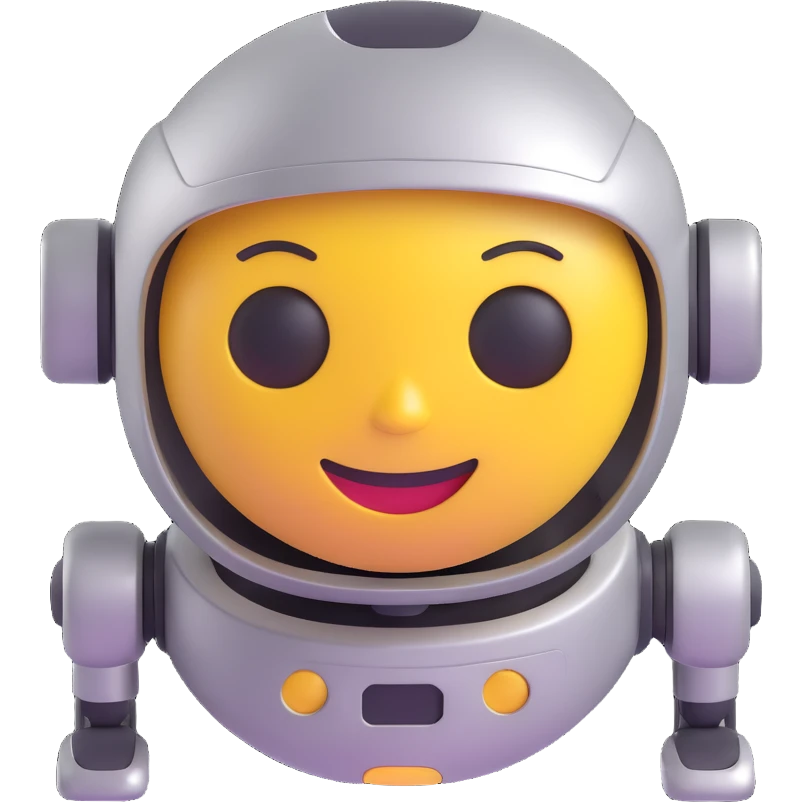 half smiling emoji, half metallic robot, clear division, playful style emoji