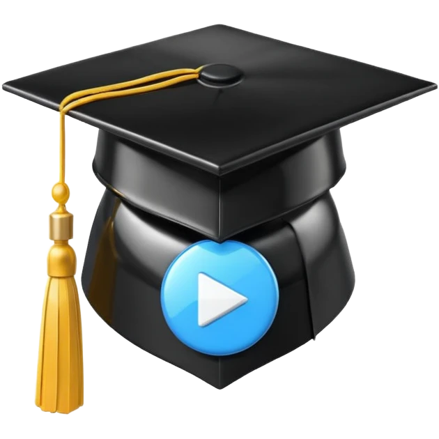 graduation cap with a video icon emoji