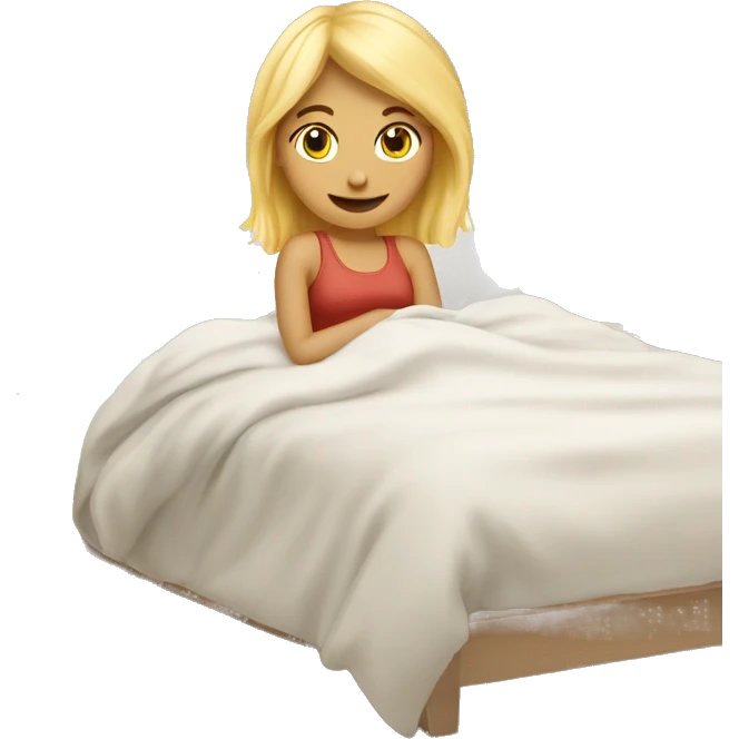 blonde girl cozy bed emoji